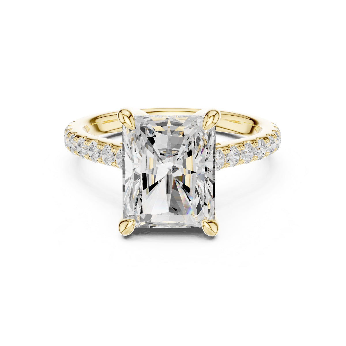 4.00 ct Summit Pavé Engagement Ring 4ct Yellow Gold Radiant