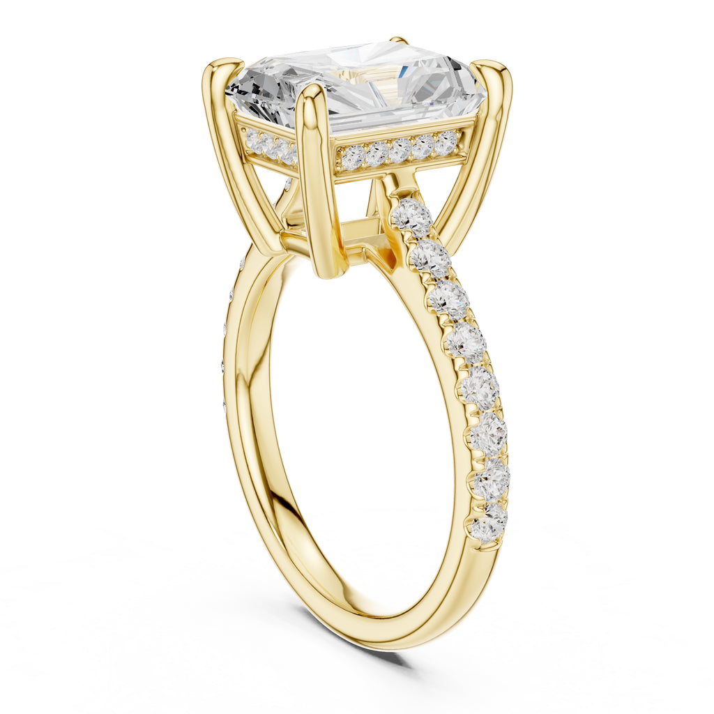 4.00 ct Summit Pavé Engagement Ring 4ct Yellow Gold Radiant