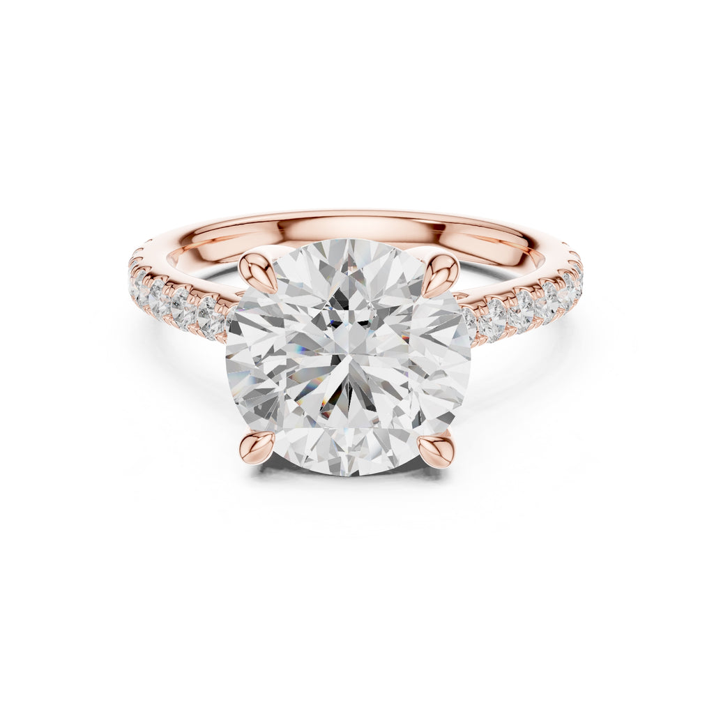 4.00 ct Summit Pavé Engagement Ring 4ct Rose Gold Round