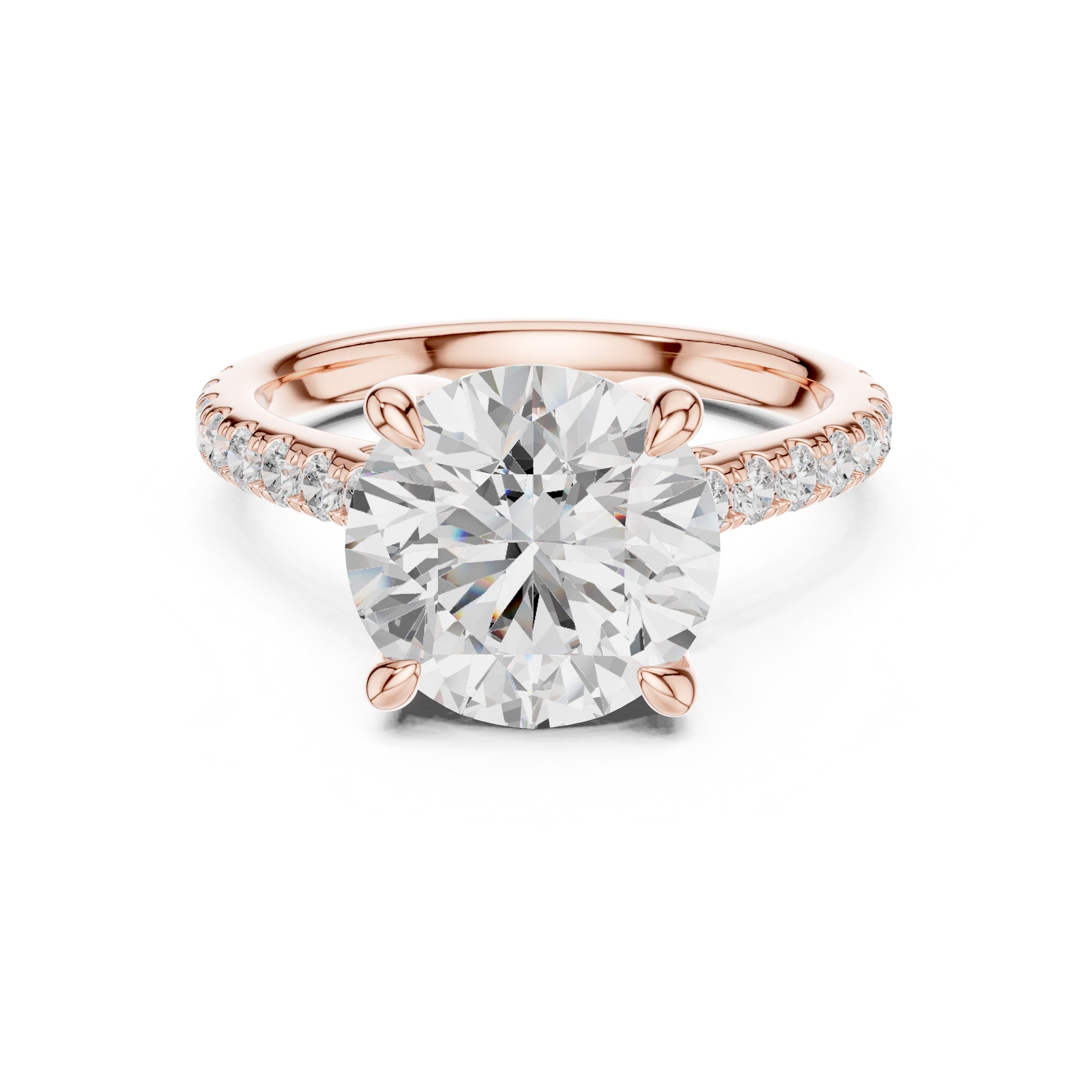 4.00 ct Summit Pavé Engagement Ring 4ct Rose Gold Round