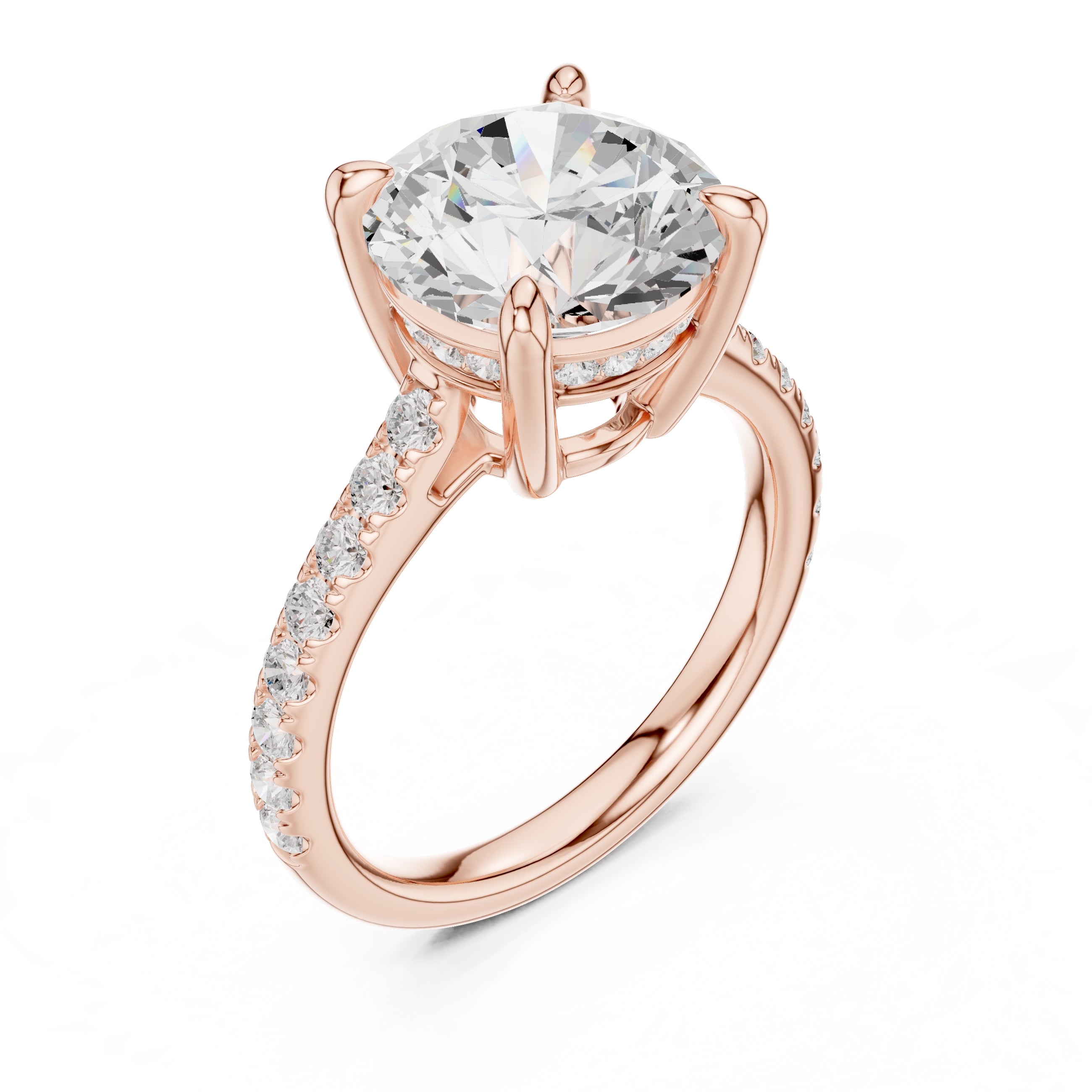 4.00 ct Summit Pavé Engagement Ring 4ct Rose Gold Round