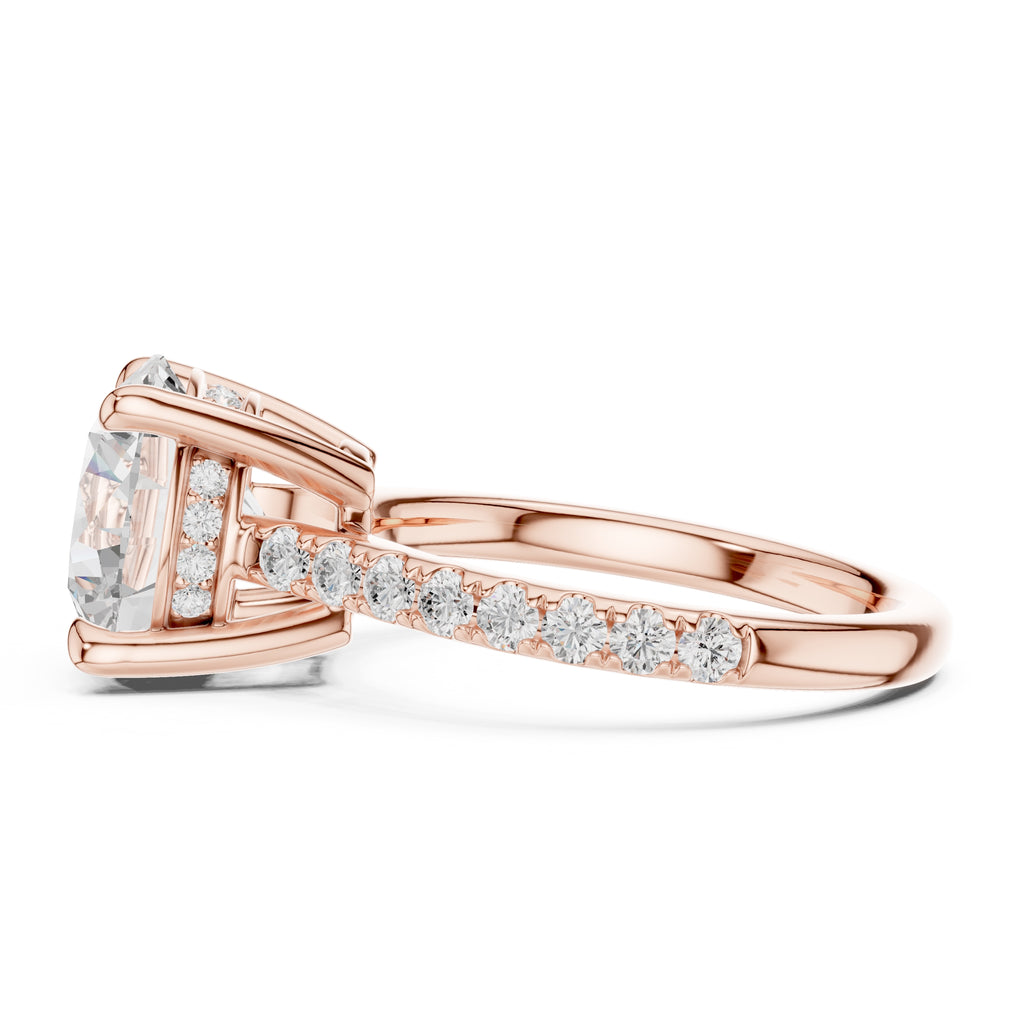 4.00 ct Summit Pavé Engagement Ring 4ct Rose Gold Round