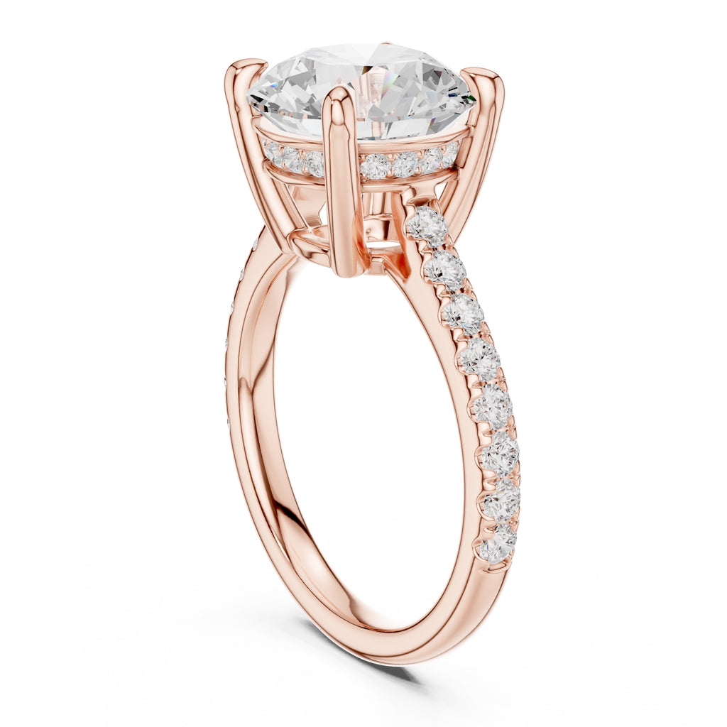 4.00 ct Summit Pavé Engagement Ring 4ct Rose Gold Round
