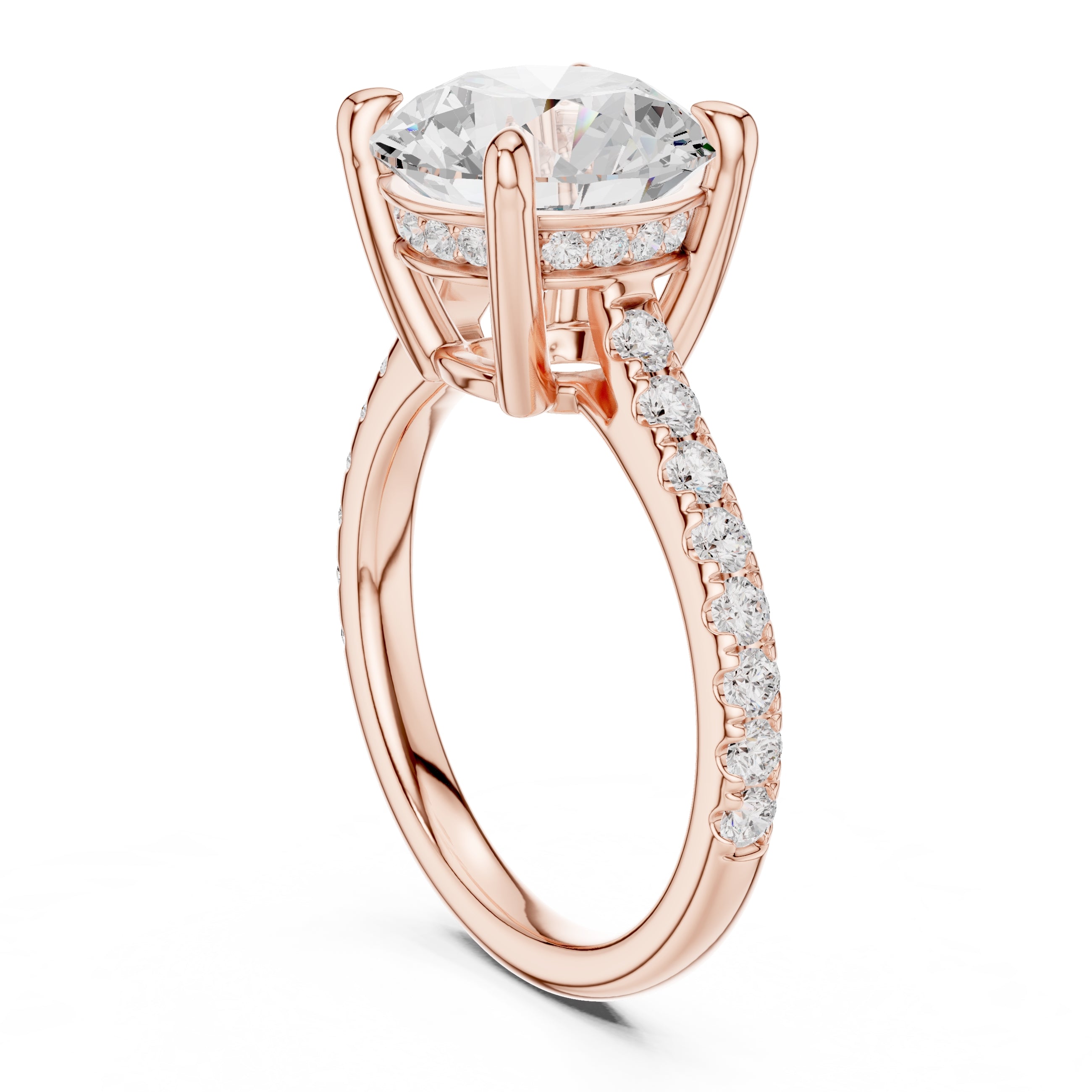 4.00 ct Summit Pavé Engagement Ring 4ct Rose Gold Round