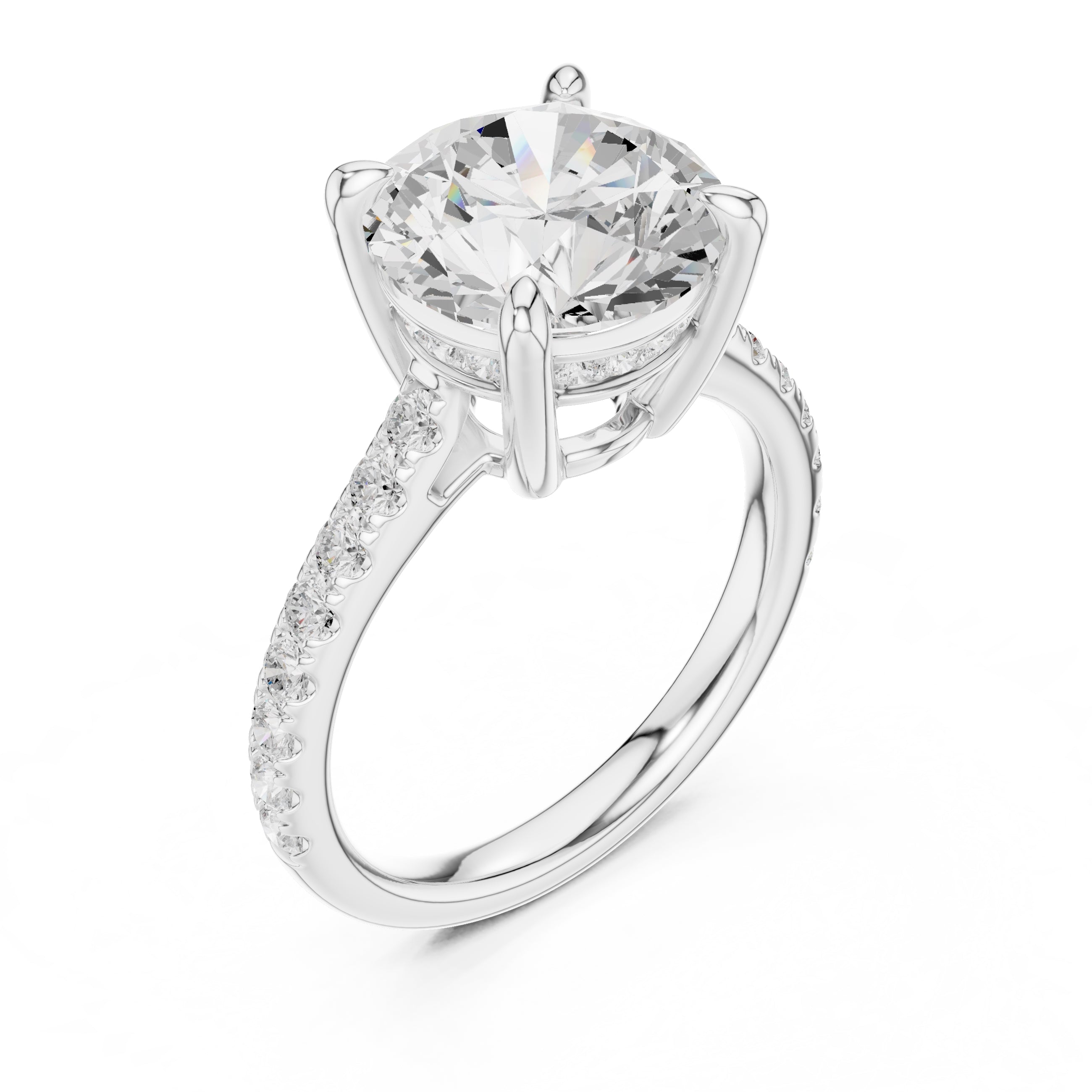 4.00 ct Summit Pavé Engagement Ring 4ct White Gold Round