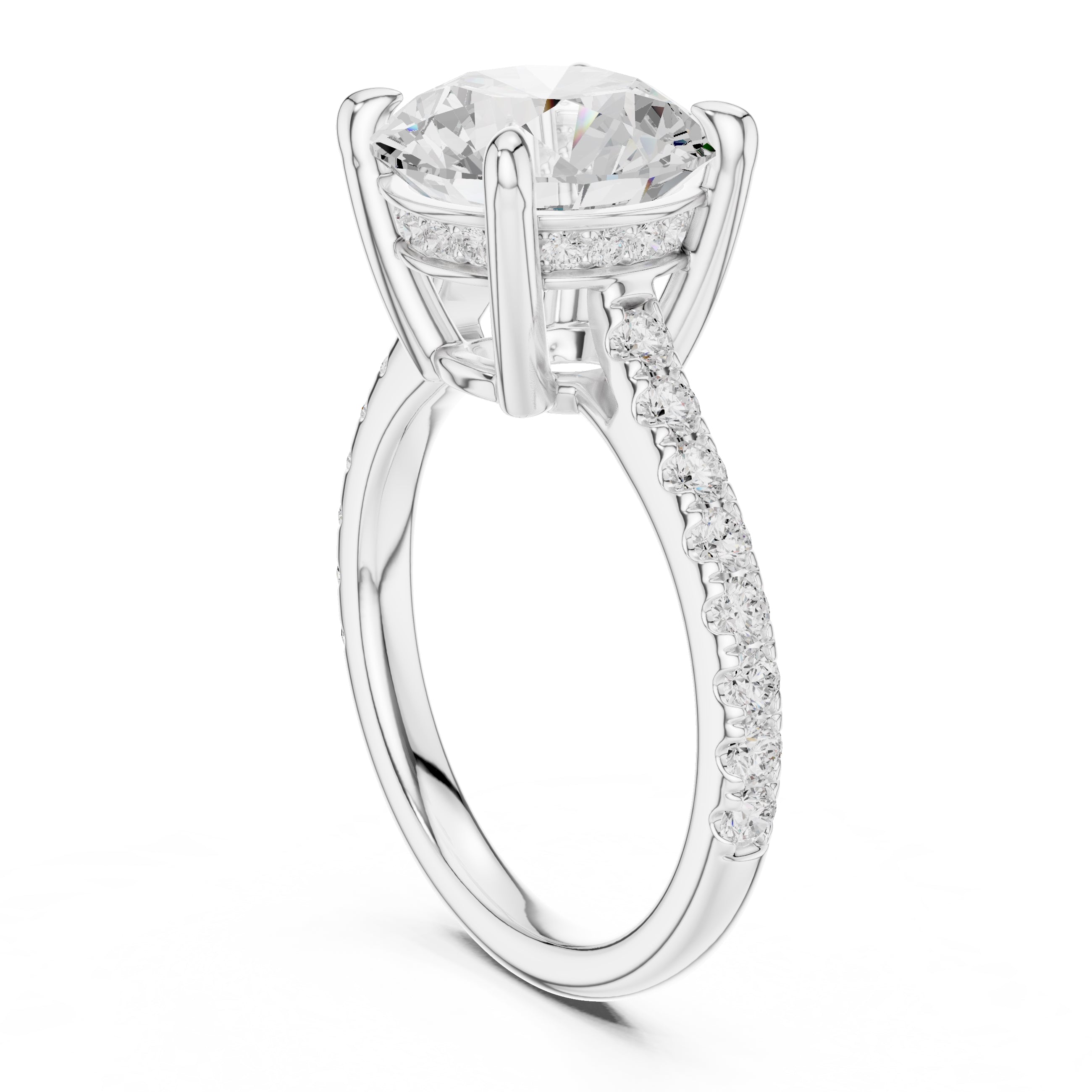 4.00 ct Summit Pavé Engagement Ring 4ct White Gold Round