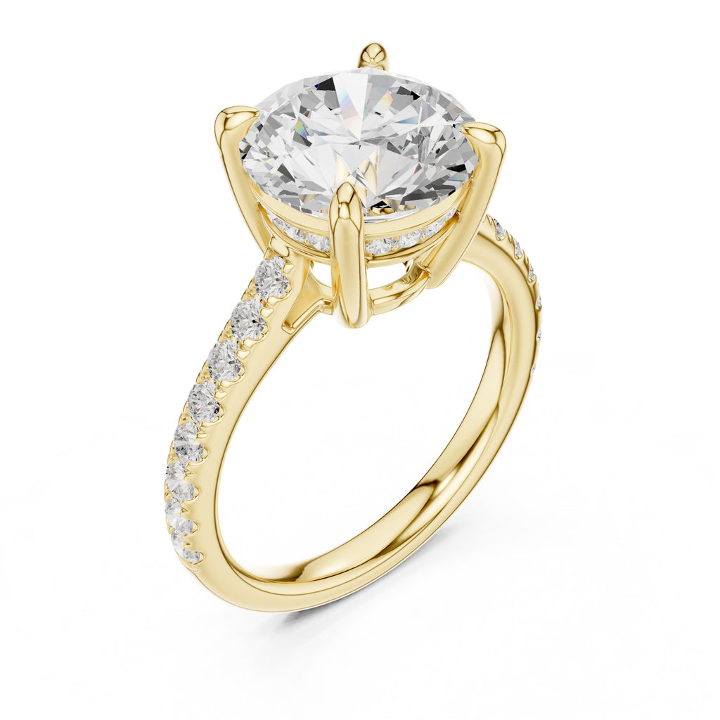 4.00 ct Summit Pavé Engagement Ring 4ct Yellow Gold Round