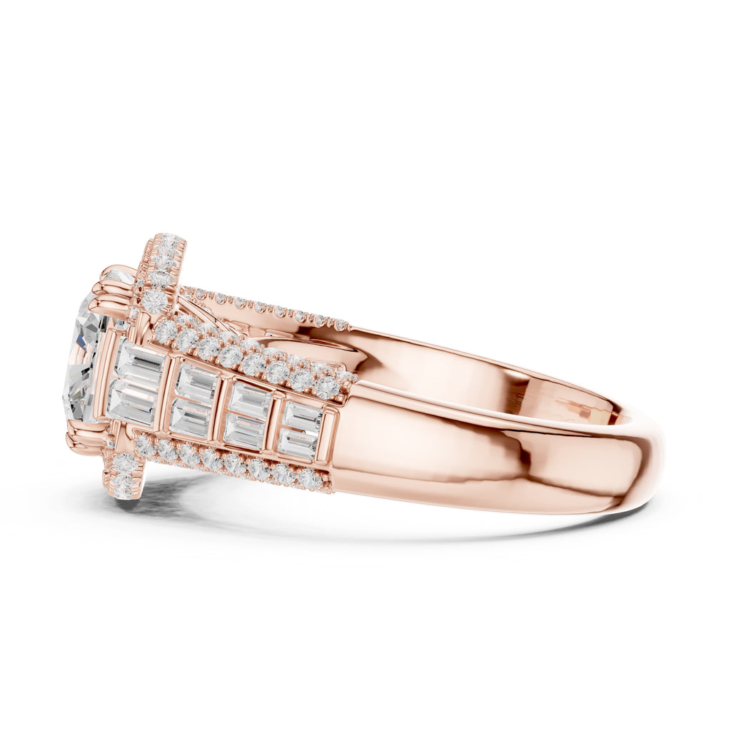 3.00 ct Starlight Halo Engagement Ring 3ct Rose Gold Cushion