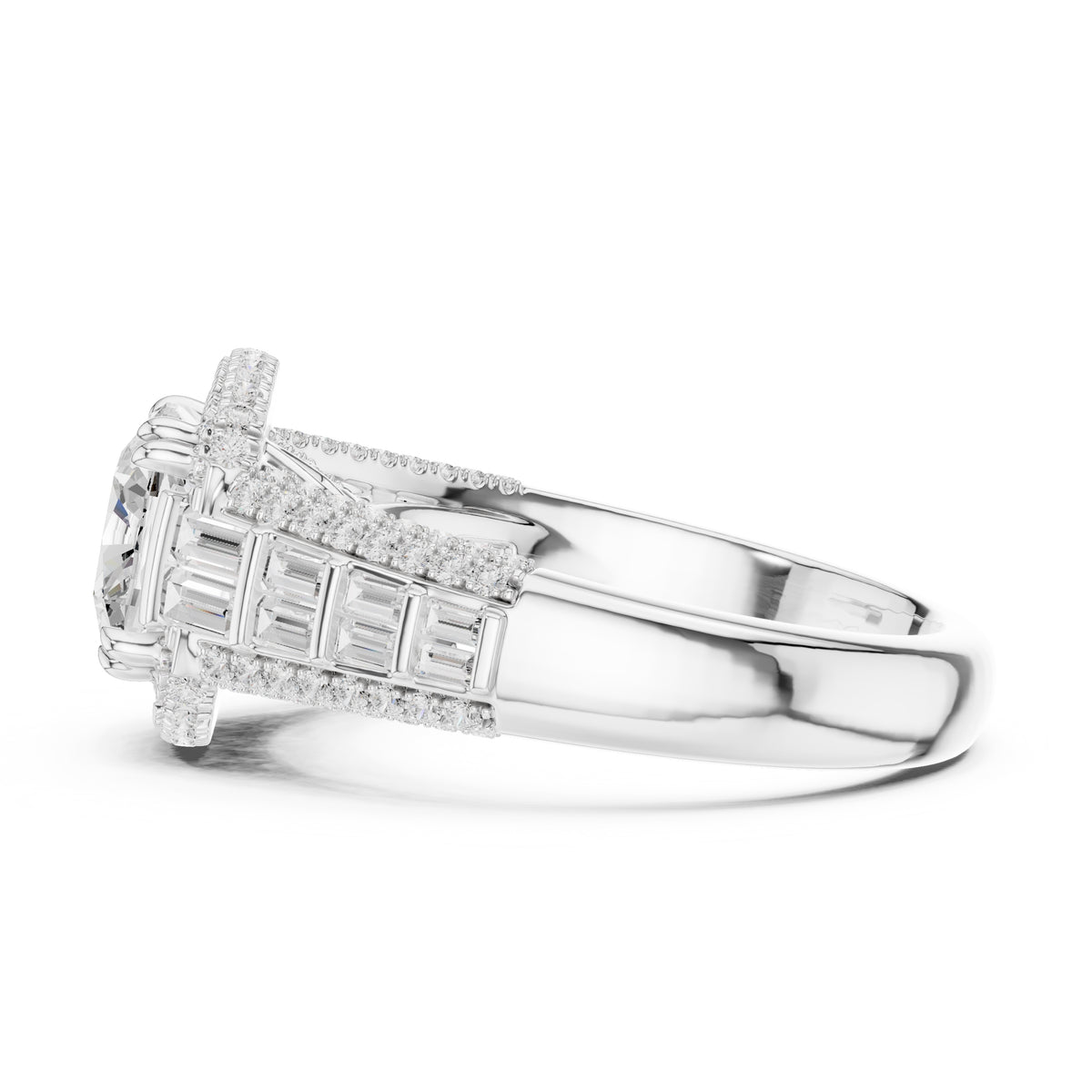 3.00 ct Starlight Halo Engagement Ring 3ct White Gold Cushion