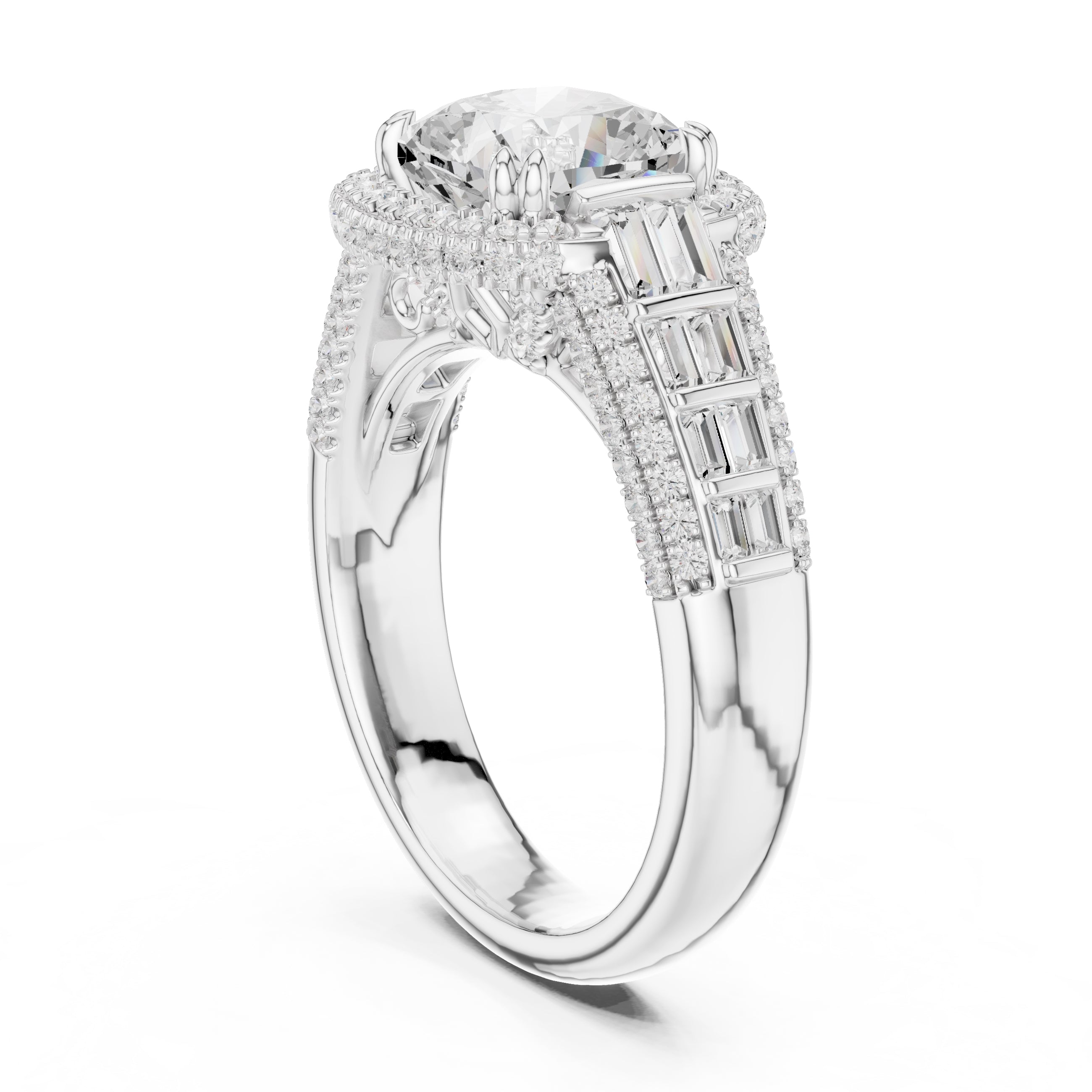 3.00 ct Starlight Halo Engagement Ring 3ct White Gold Cushion