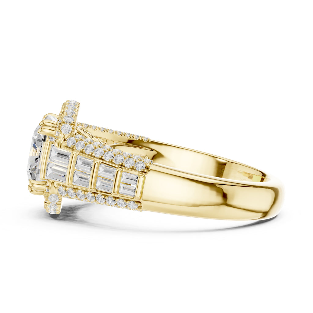 3.00 ct Starlight Halo Engagement Ring 3ct Yellow Gold Cushion