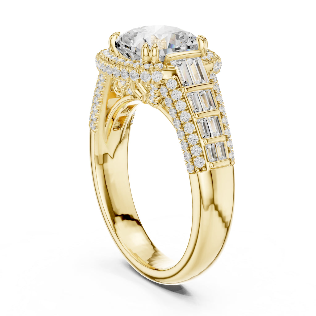 3.00 ct Starlight Halo Engagement Ring 3ct Yellow Gold Cushion