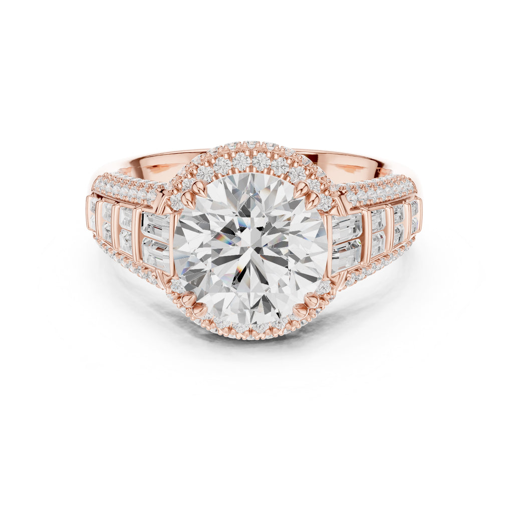 3.00 ct Starlight Halo Engagement Ring 3ct Rose Gold Round