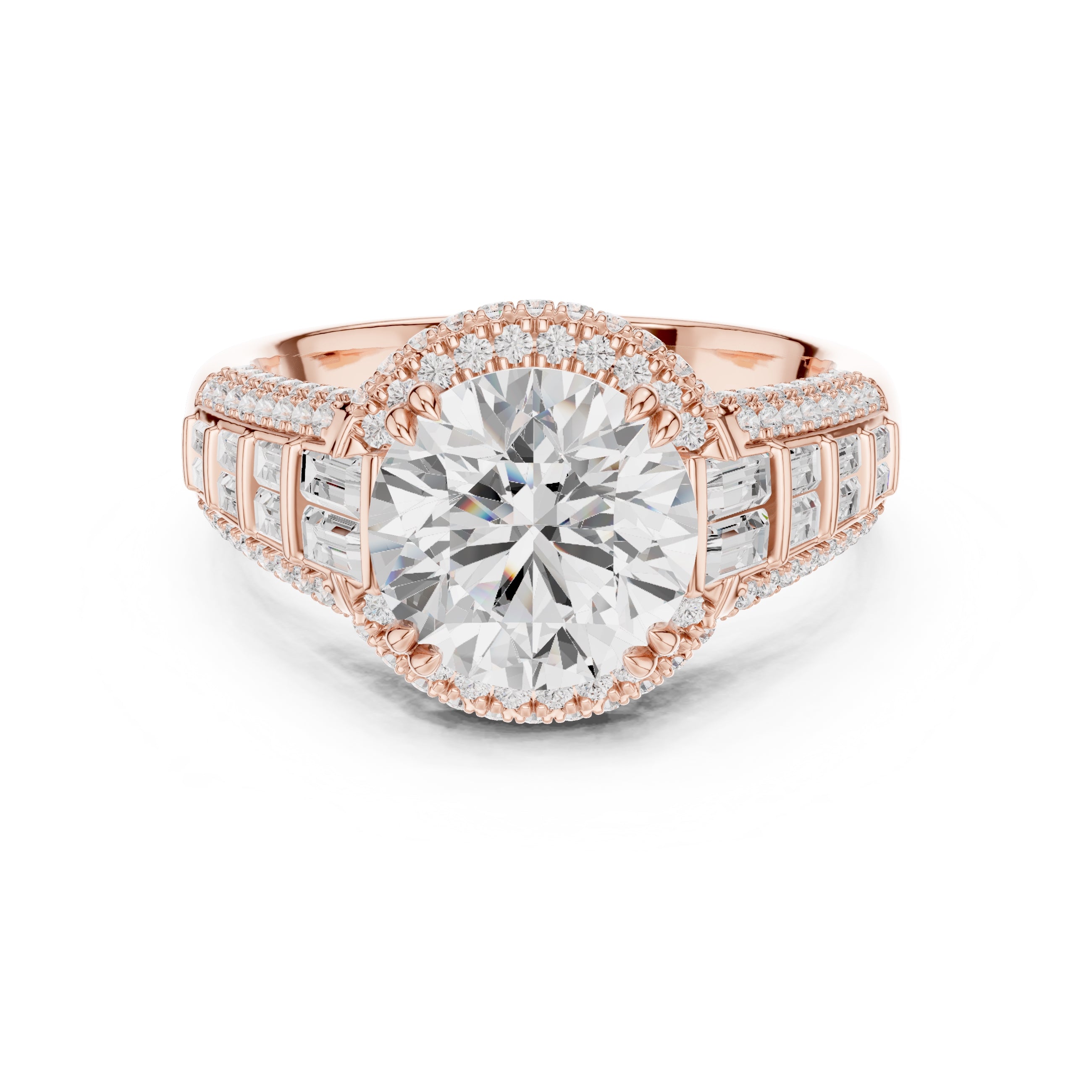 3.00 ct Starlight Halo Engagement Ring 3ct Rose Gold Round