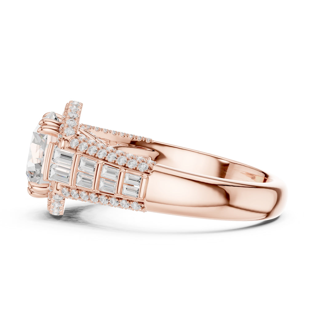 3.00 ct Starlight Halo Engagement Ring 3ct Rose Gold Round