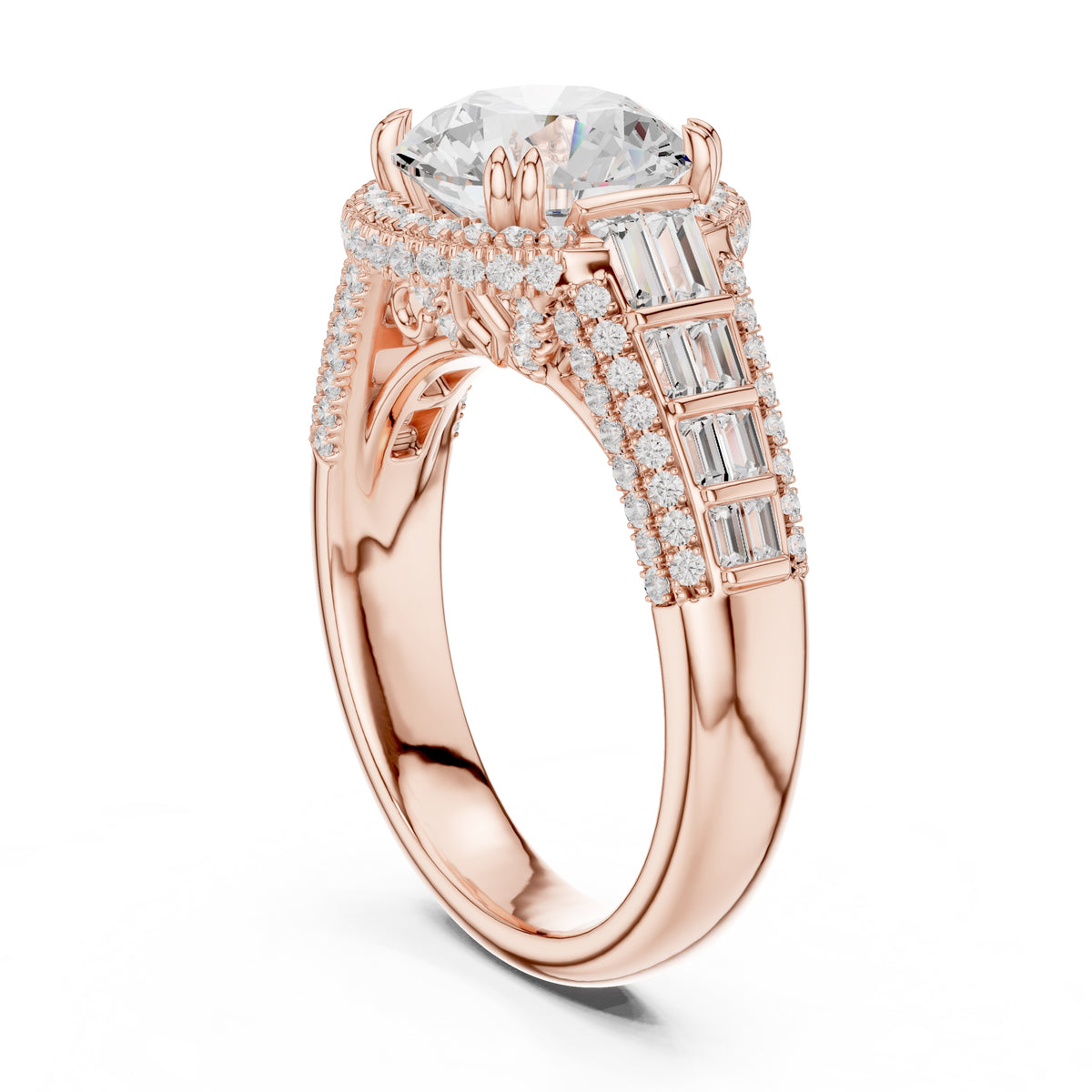 3.00 ct Starlight Halo Engagement Ring 3ct Rose Gold Round