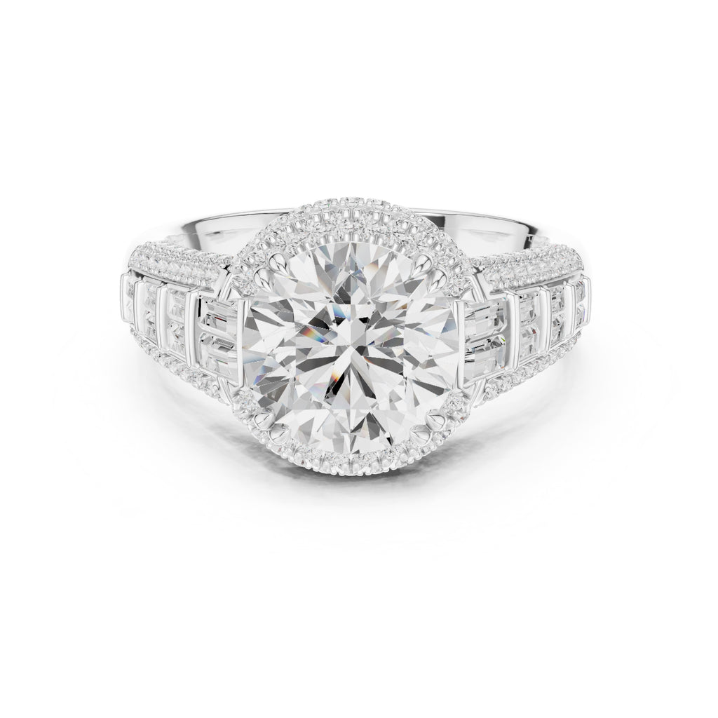 3.00 ct Starlight Halo Engagement Ring 3ct White Gold Round