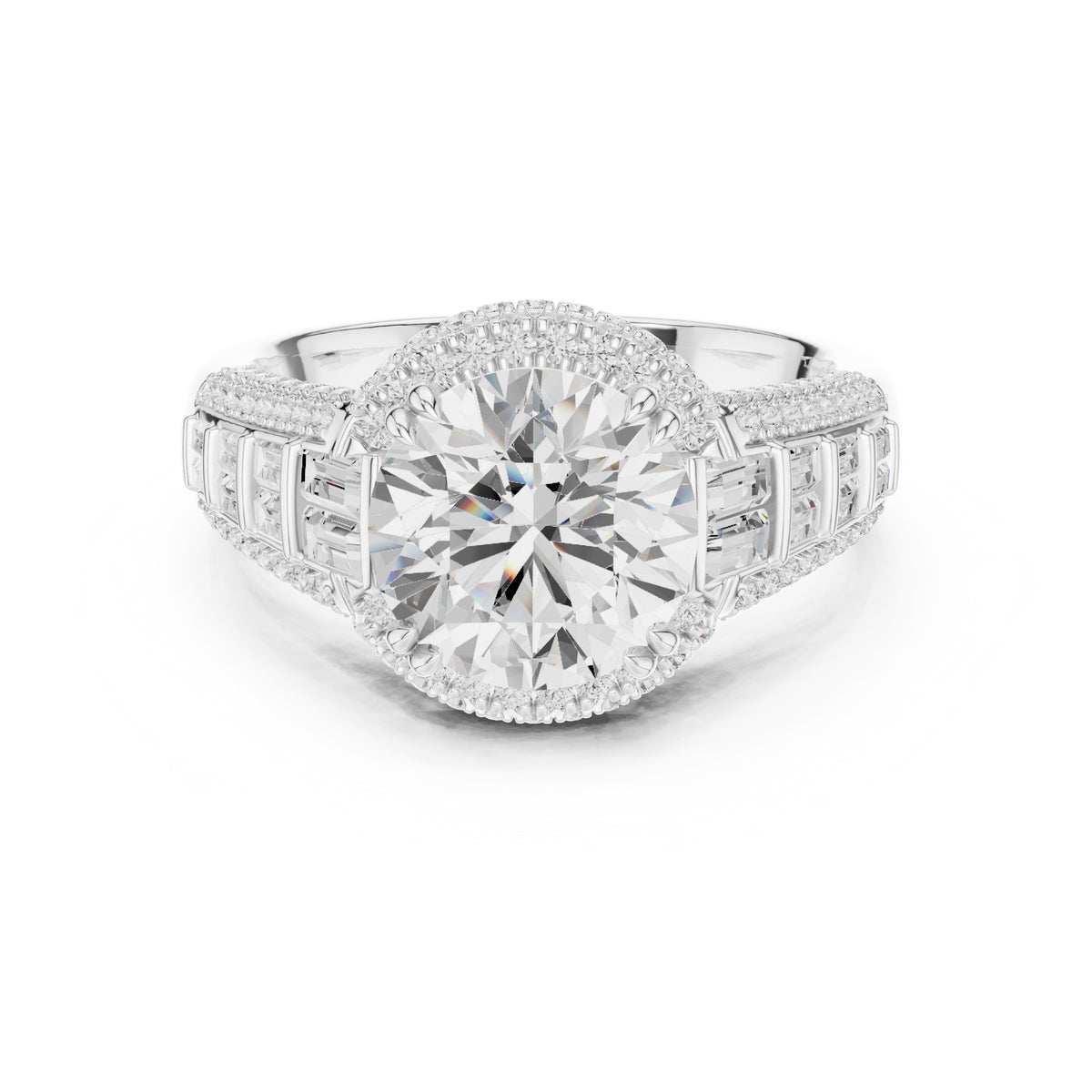 3.00 ct Starlight Halo Engagement Ring 3ct White Gold Round