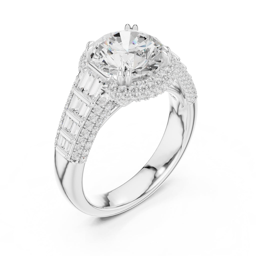 3.00 ct Starlight Halo Engagement Ring 3ct White Gold Round