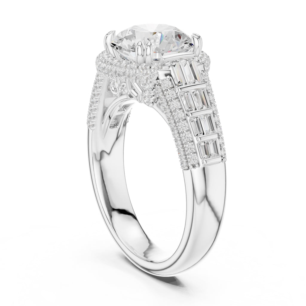 3.00 ct Starlight Halo Engagement Ring 3ct White Gold Round