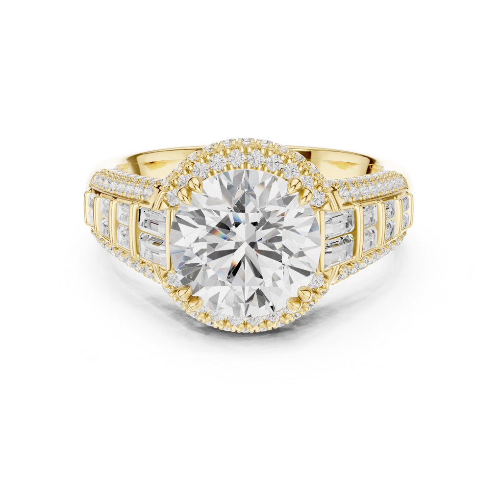3.00 ct Starlight Halo Engagement Ring 3ct Yellow Gold Round