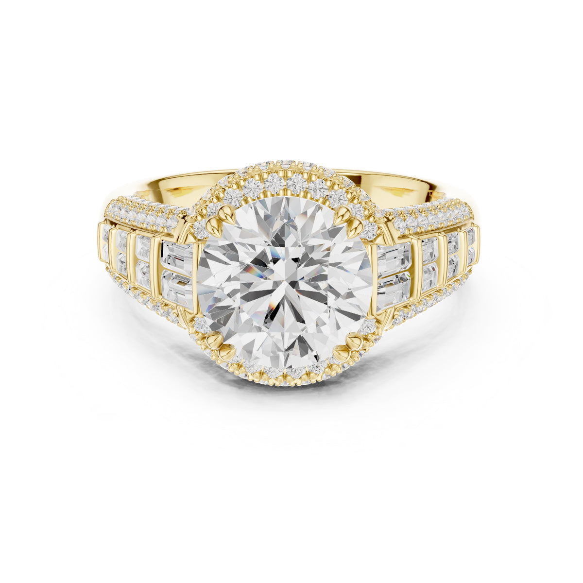 3.00 ct Starlight Halo Engagement Ring 3ct Yellow Gold Round
