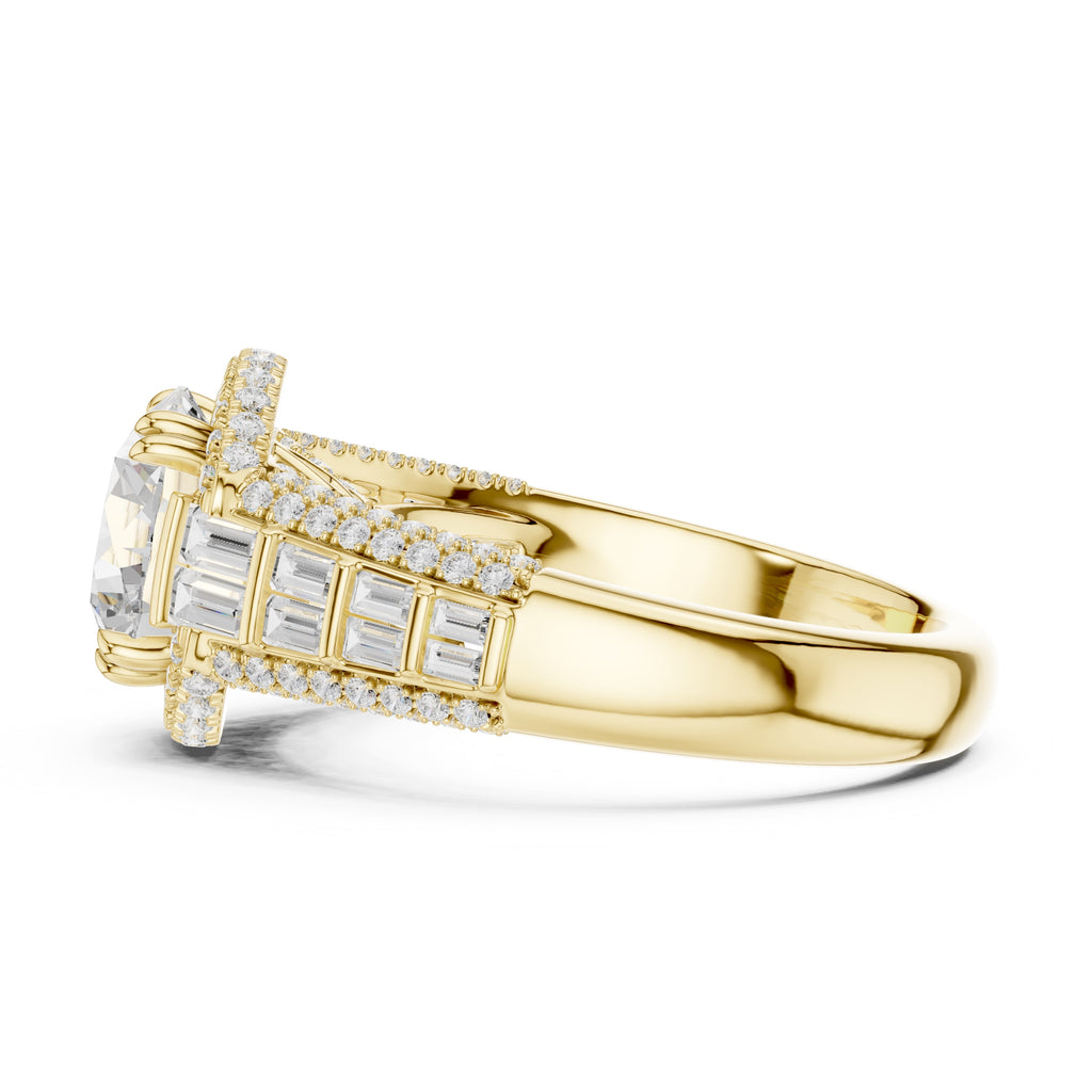 3.00 ct Starlight Halo Engagement Ring 3ct Yellow Gold Round