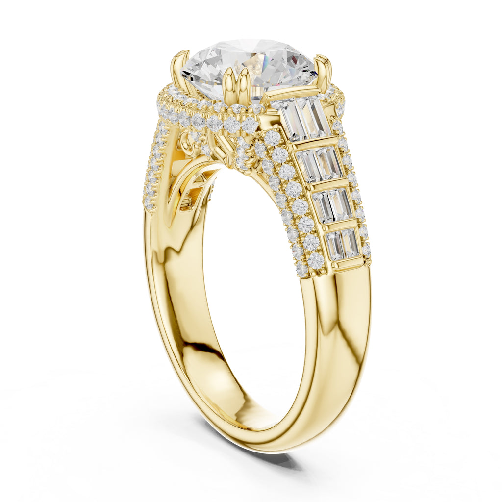 3.00 ct Starlight Halo Engagement Ring 3ct Yellow Gold Round