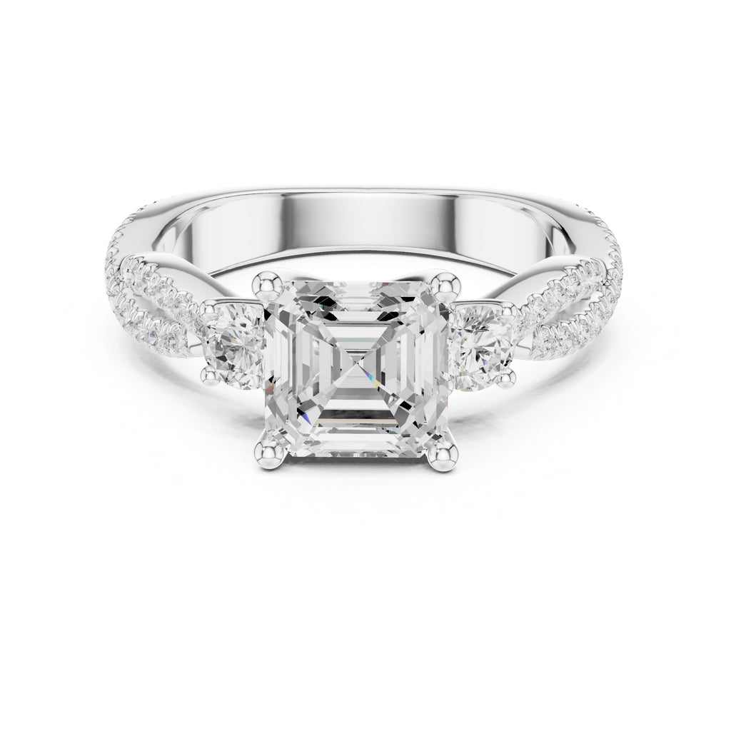 2.00 ct Cascade Twist Engagement Ring 2ct White Gold Asscher
