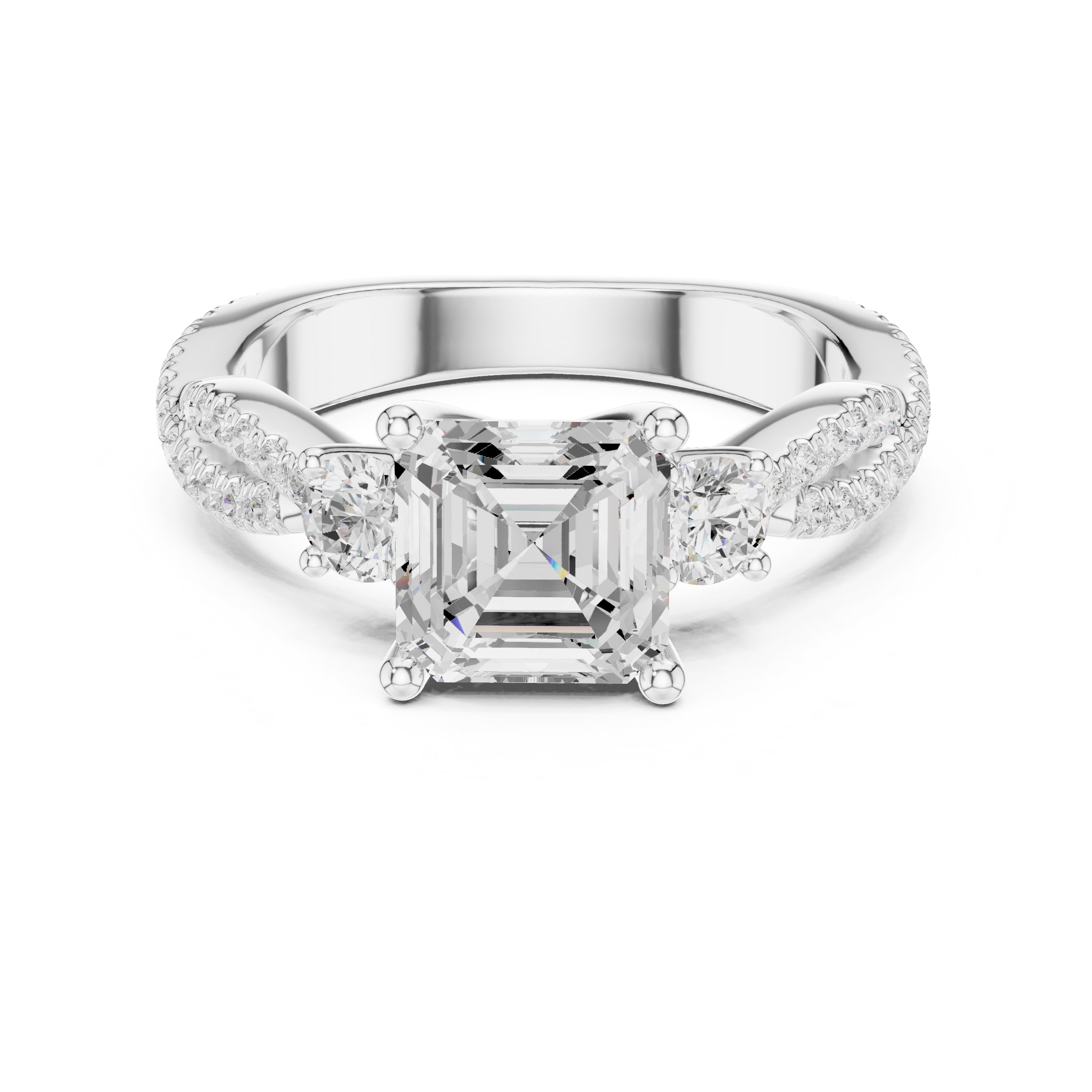 2.00 ct Cascade Twist Engagement Ring 2ct White Gold Asscher