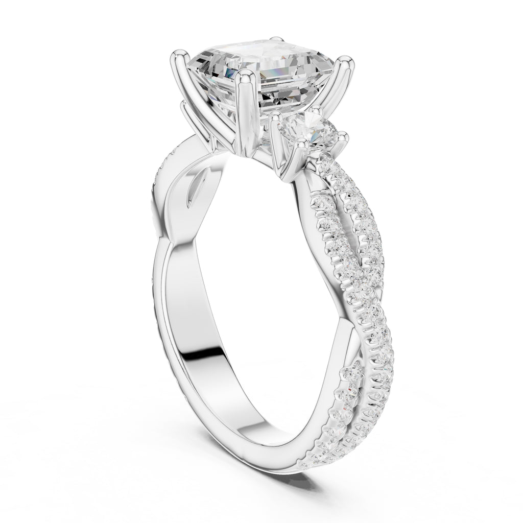 2.00 ct Cascade Twist Engagement Ring 2ct White Gold Asscher