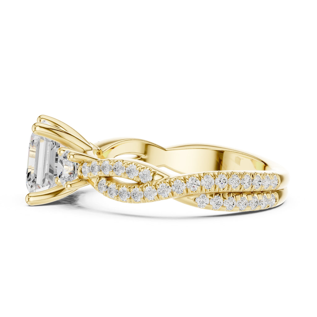 2.00 ct Cascade Twist Engagement Ring 2ct Yellow Gold Asscher