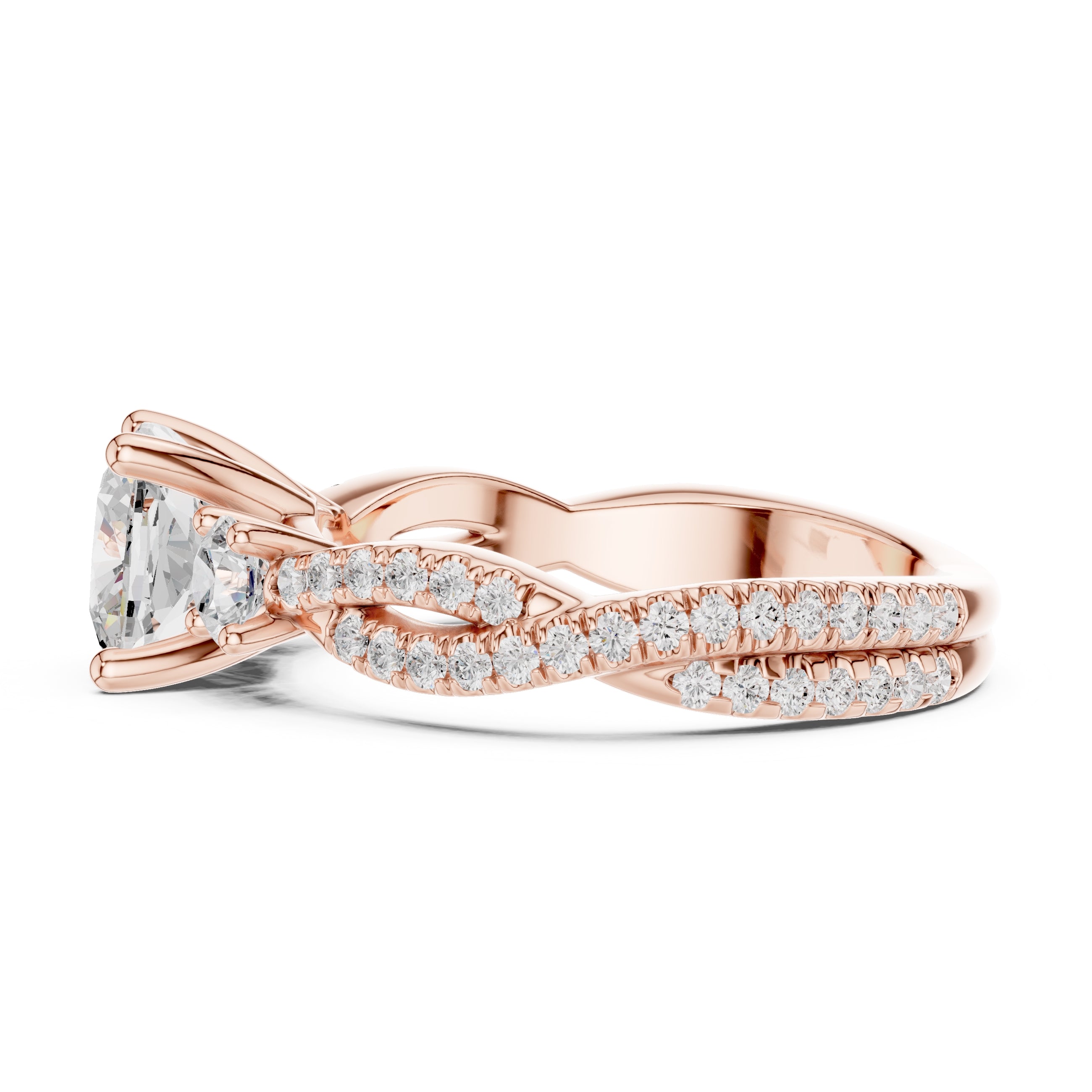 2.00 ct Cascade Twist Engagement Ring 2ct Rose Gold Cushion