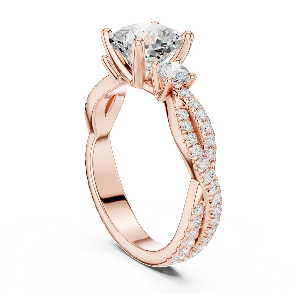 2.00 ct Cascade Twist Engagement Ring 2ct Rose Gold Cushion