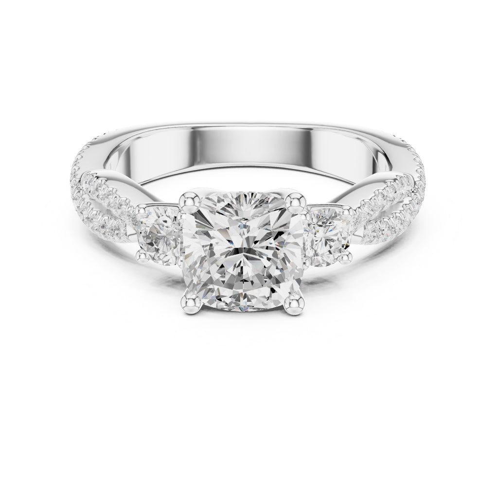 2.00 ct Cascade Twist Engagement Ring 2ct White Gold Cushion