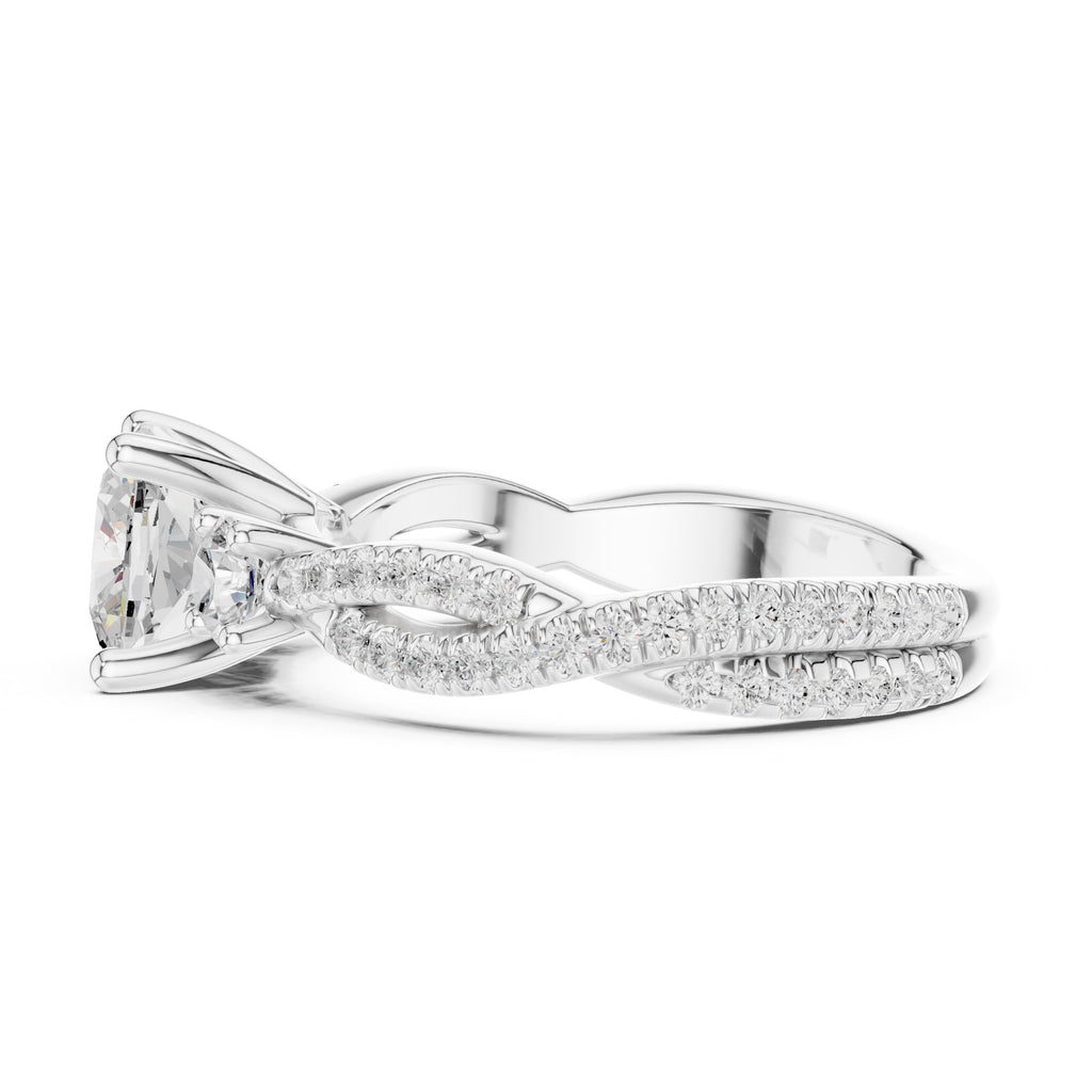 2.00 ct Cascade Twist Engagement Ring 2ct White Gold Cushion