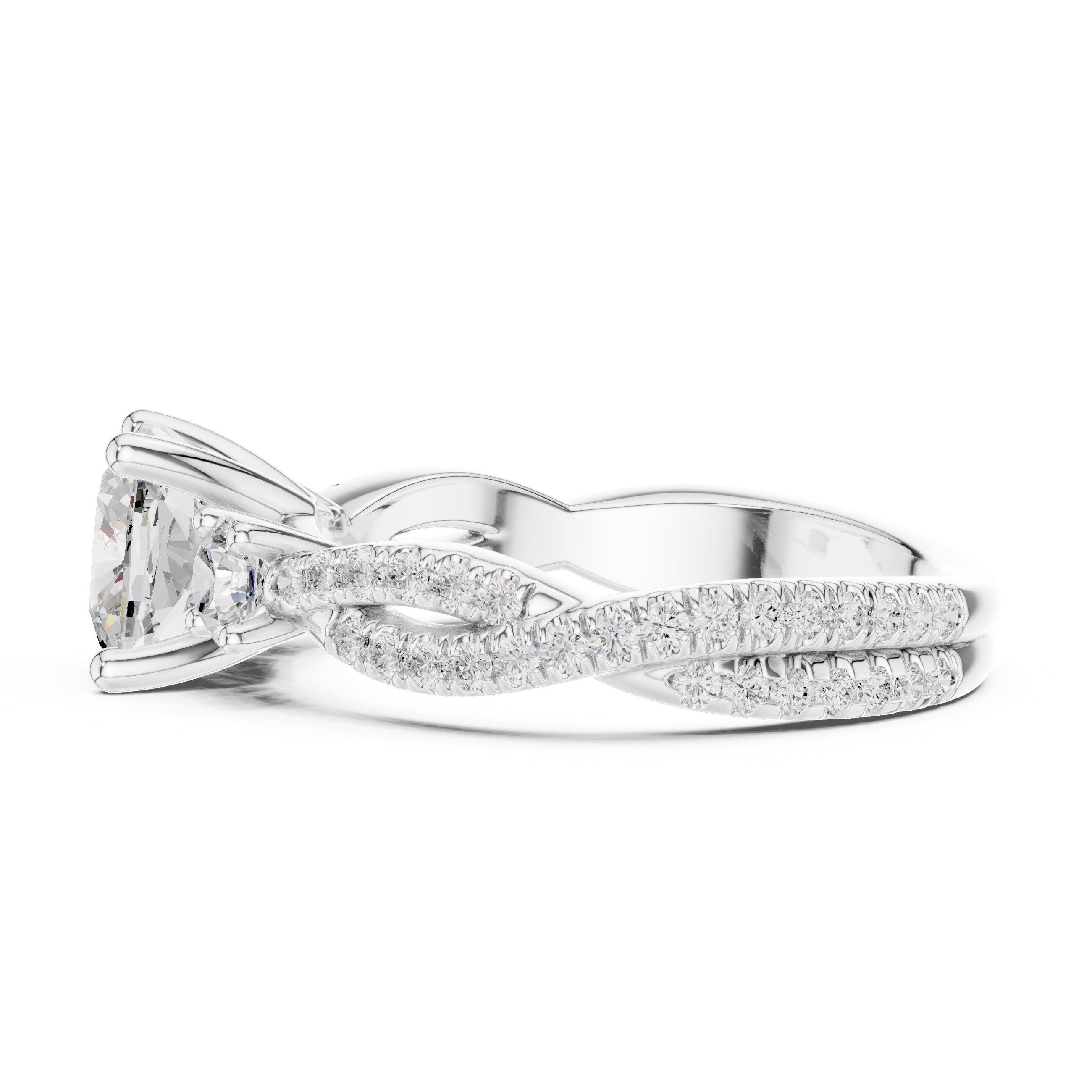 2.00 ct Cascade Twist Engagement Ring 2ct White Gold Cushion