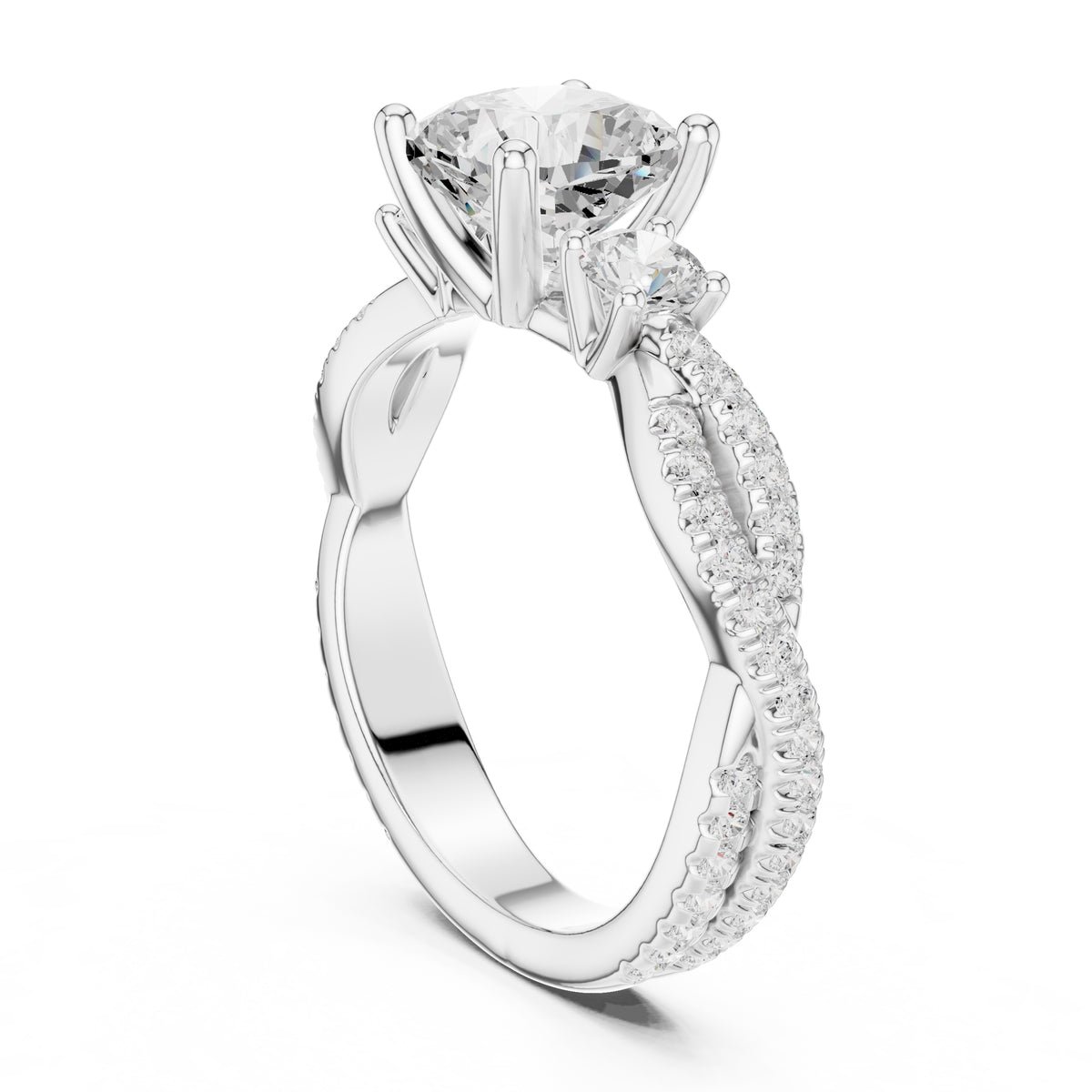 2.00 ct Cascade Twist Engagement Ring 2ct White Gold Cushion