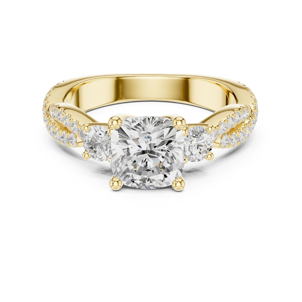 2.00 ct Cascade Twist Engagement Ring 2ct Yellow Gold Cushion