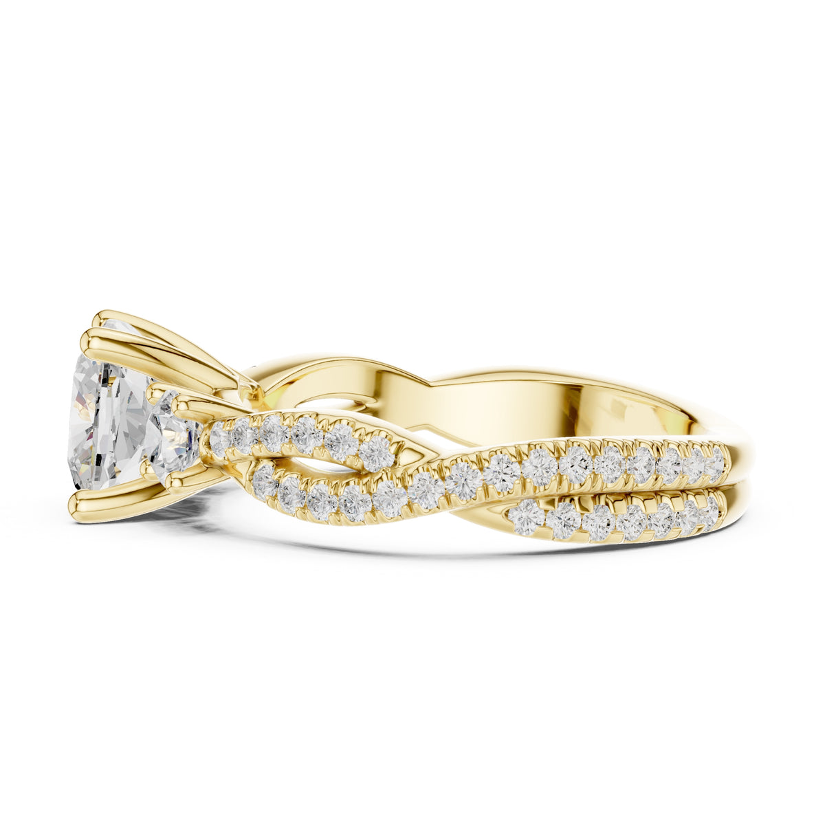 2.00 ct Cascade Twist Engagement Ring 2ct Yellow Gold Cushion