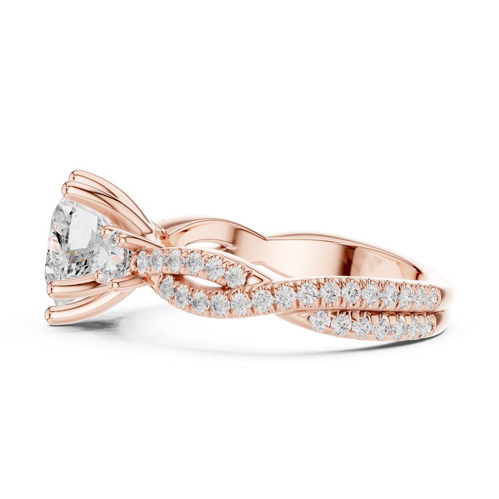 2.00 ct Cascade Twist Engagement Ring 2ct Rose Gold Heart
