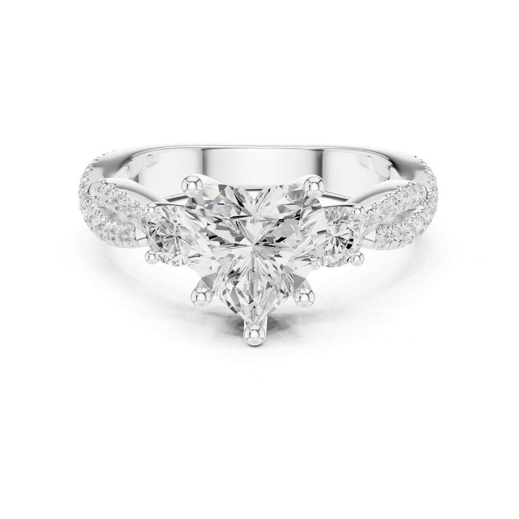 2.00 ct Cascade Twist Engagement Ring 2ct White Gold Heart