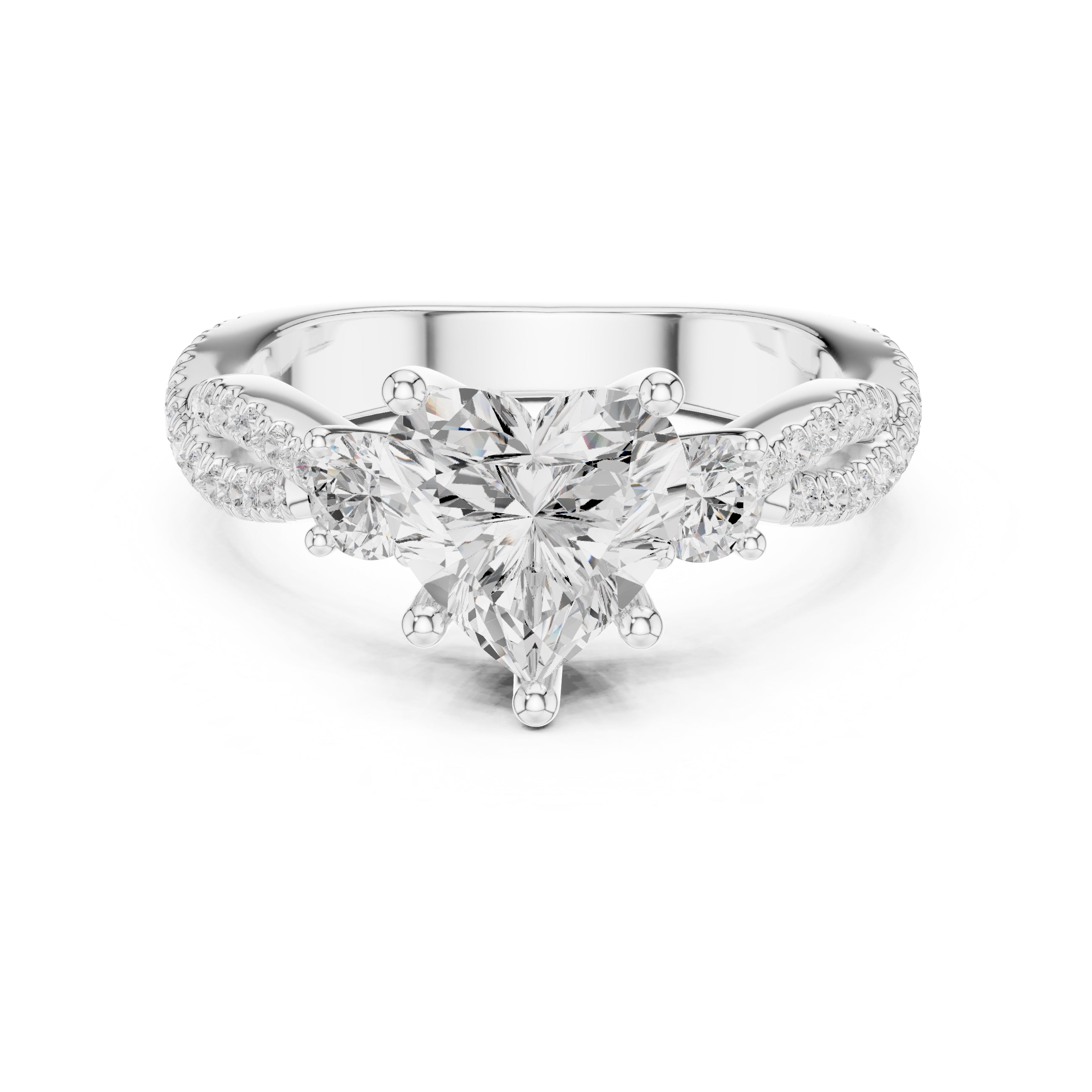 2.00 ct Cascade Twist Engagement Ring 2ct White Gold Heart