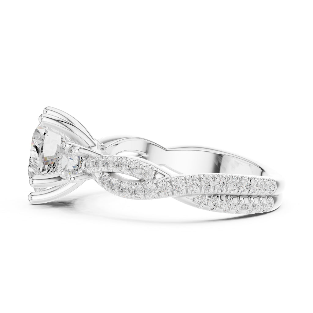 2.00 ct Cascade Twist Engagement Ring 2ct White Gold Heart