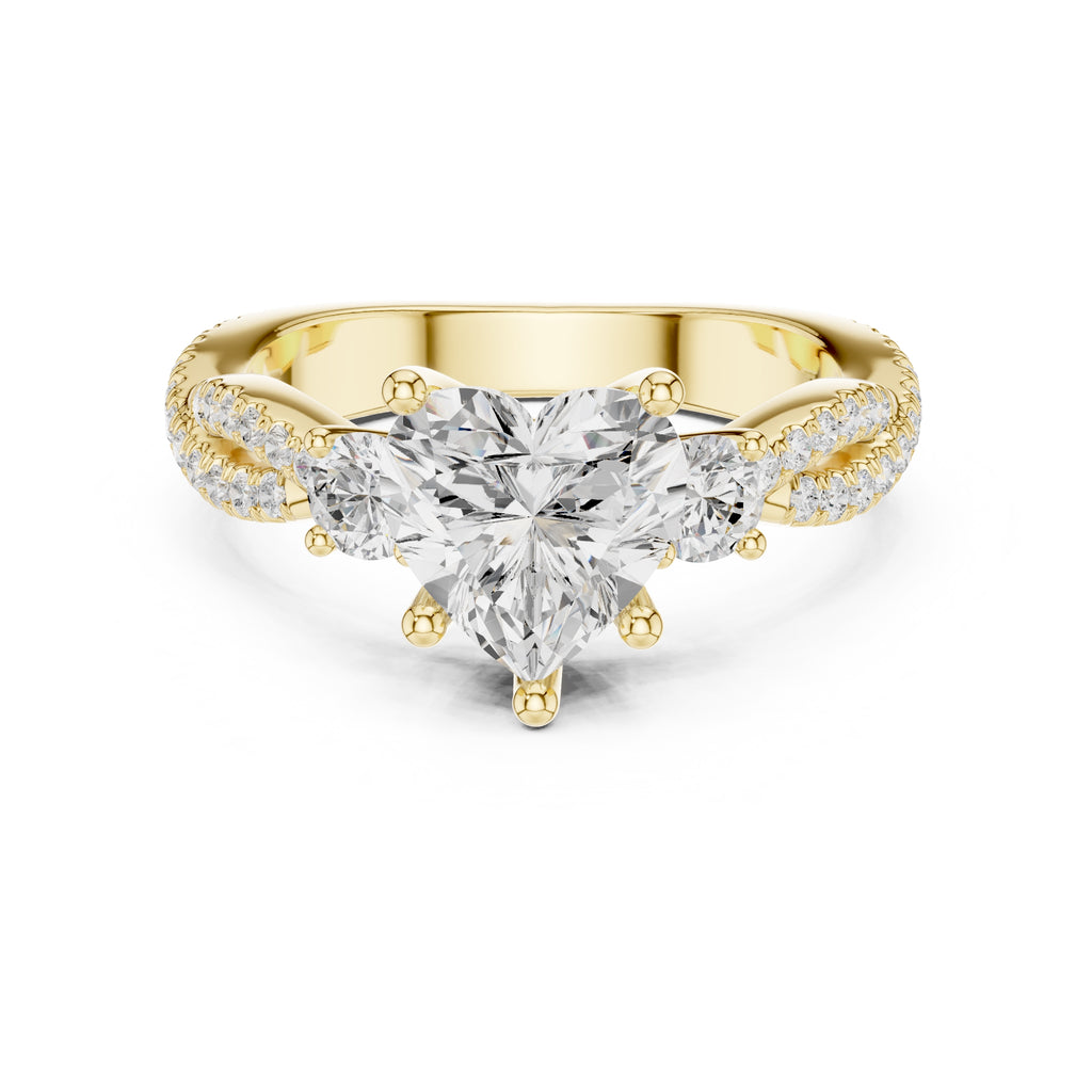 2.00 ct Cascade Twist Engagement Ring 2ct Yellow Gold Heart