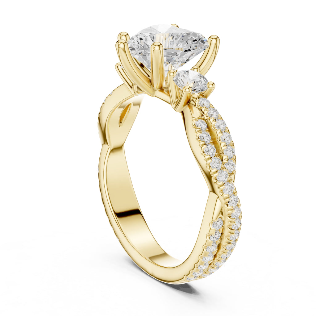 2.00 ct Cascade Twist Engagement Ring 2ct Yellow Gold Heart
