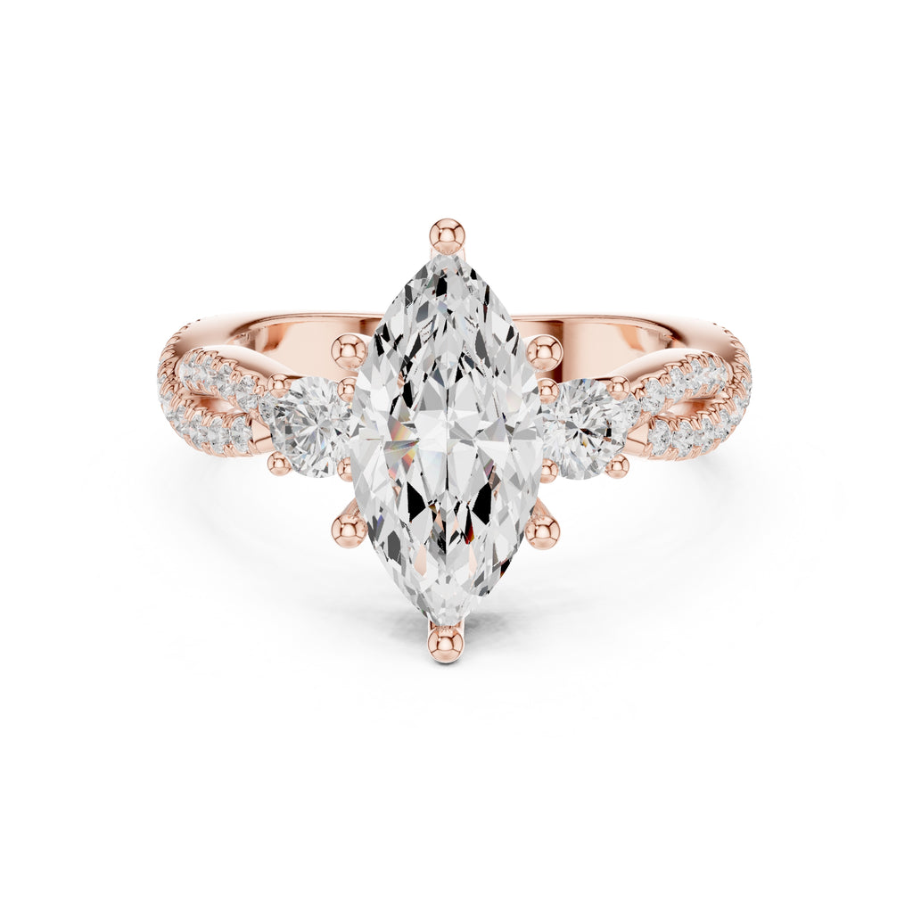 2.00 ct Cascade Twist Engagement Ring 2ct Rose Gold Marquise