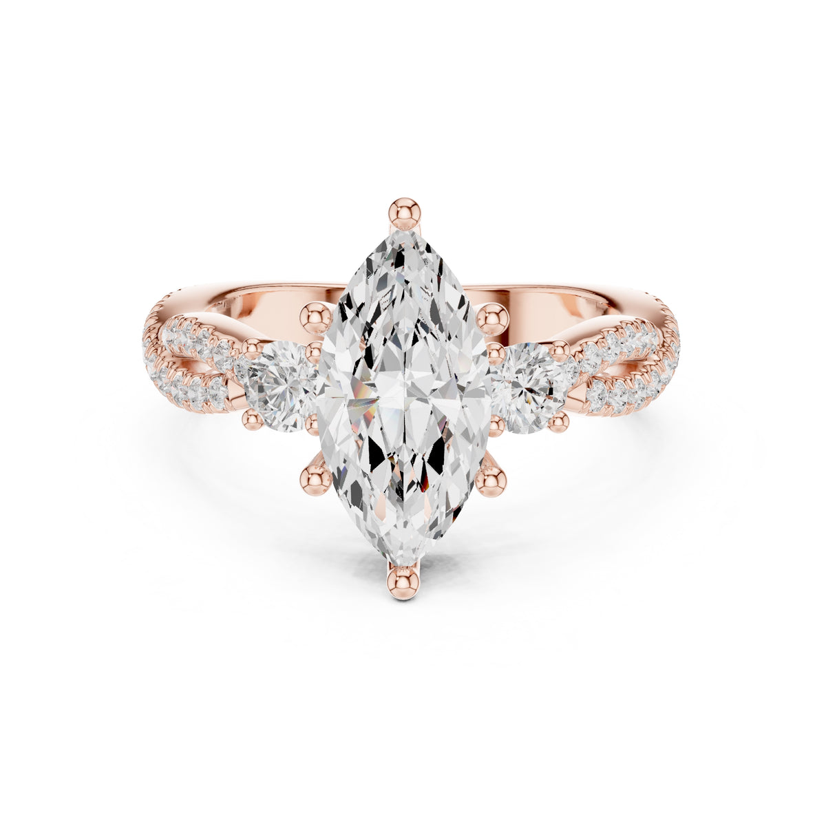 2.00 ct Cascade Twist Engagement Ring 2ct Rose Gold Marquise