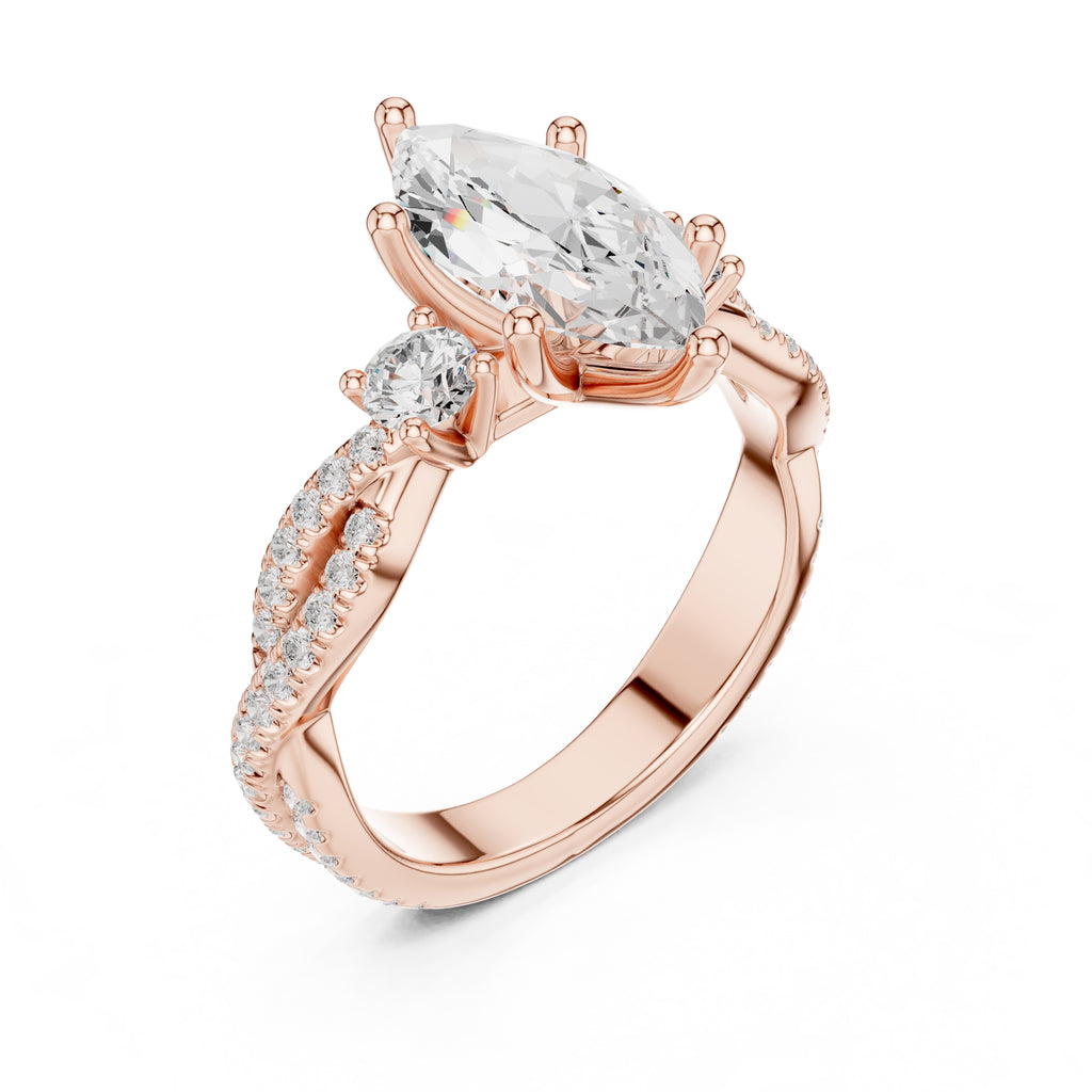 2.00 ct Cascade Twist Engagement Ring 2ct Rose Gold Marquise