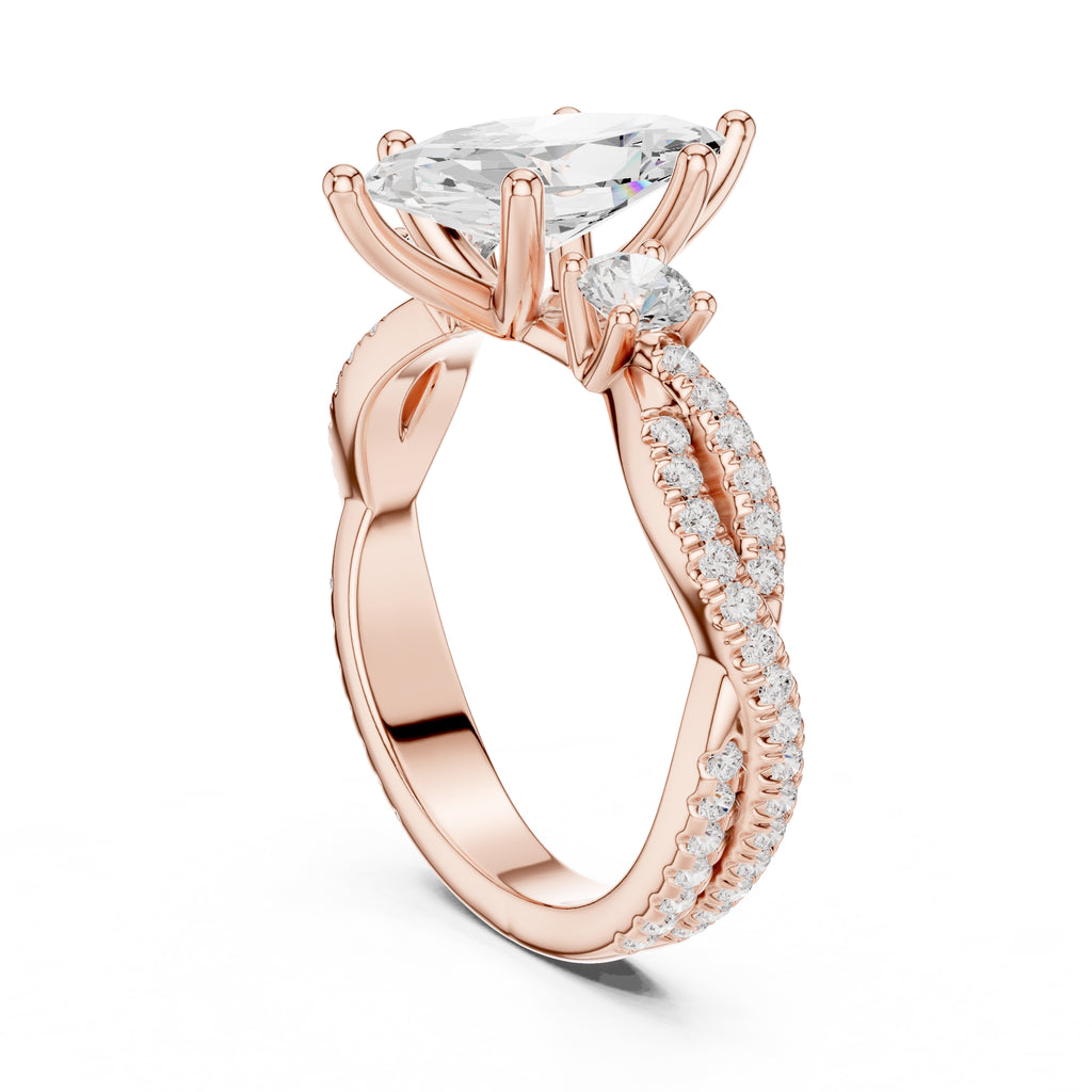 2.00 ct Cascade Twist Engagement Ring 2ct Rose Gold Marquise